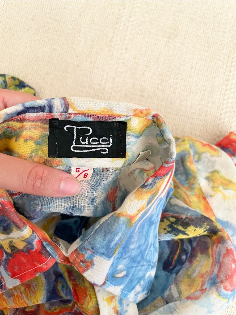 Vintage 1970 Vincent Van Goh Art Style Button Down Size Small Big Point Collar - Picture 3 of 5